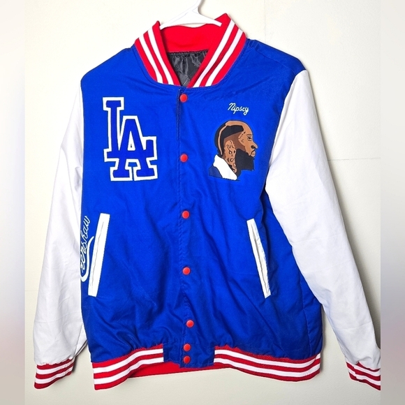 Rare! Men's Nipsey Hussle The Marathon Continues Letterman Snap Jacket, Medium - Picture 1 of 4
